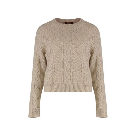 MAX MARA STUDIO Cable Knit Sweater with Lurex Women Beige Sweaters & Knitwear